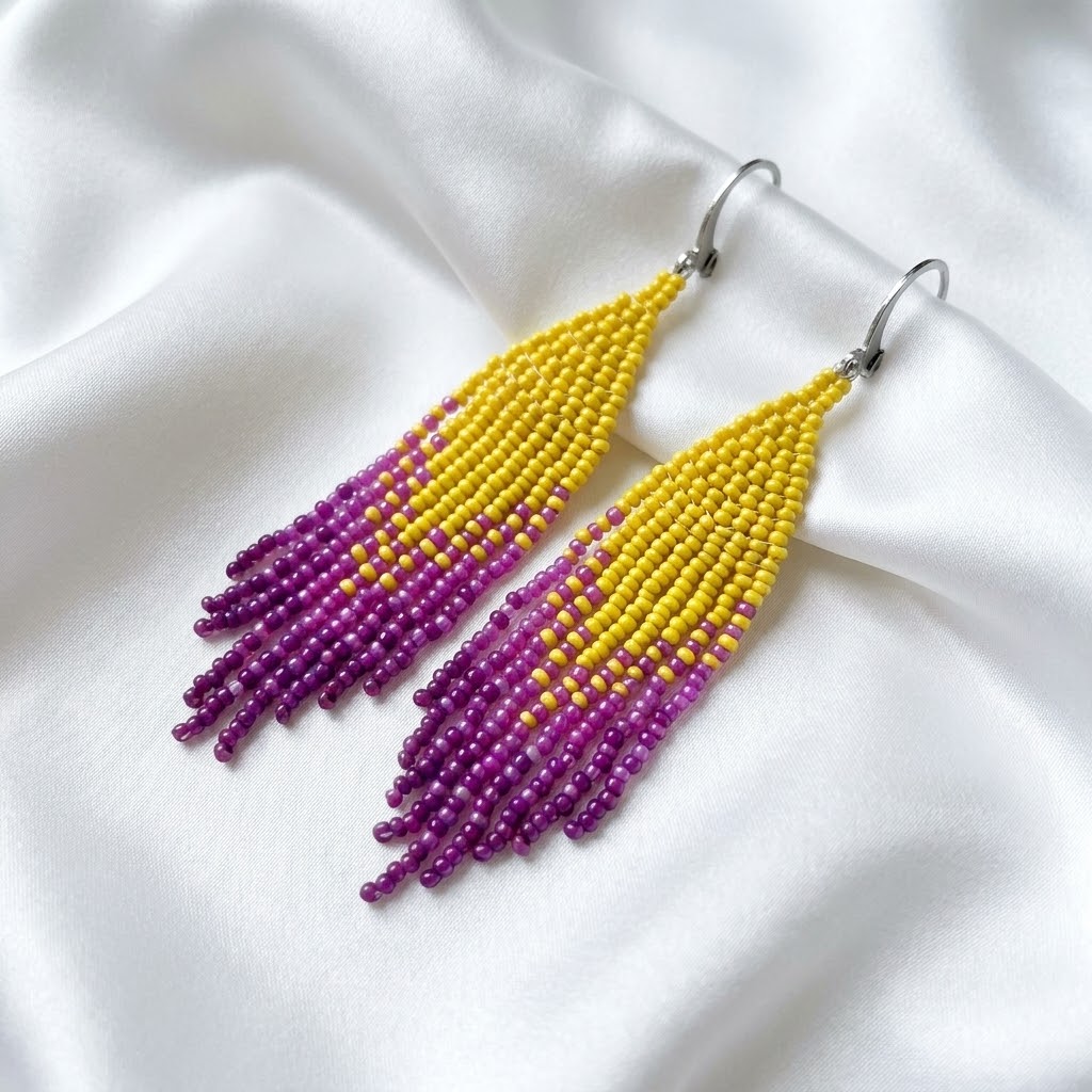 Ombré náušnice Violet meets yellow